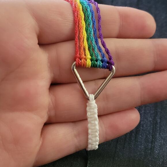 Pride triangle rainbow woven adjustable bracelet - Picture 2 of 3